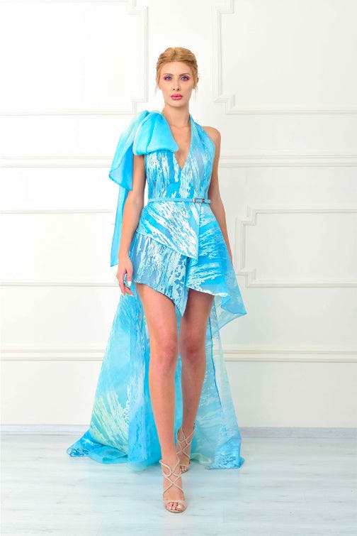 Look 01 - Short Blue Dress - Jean Fares Couture