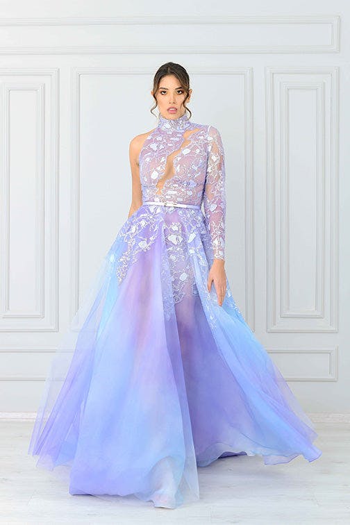 Look 09 - dress with gradient purple and blue - JFC