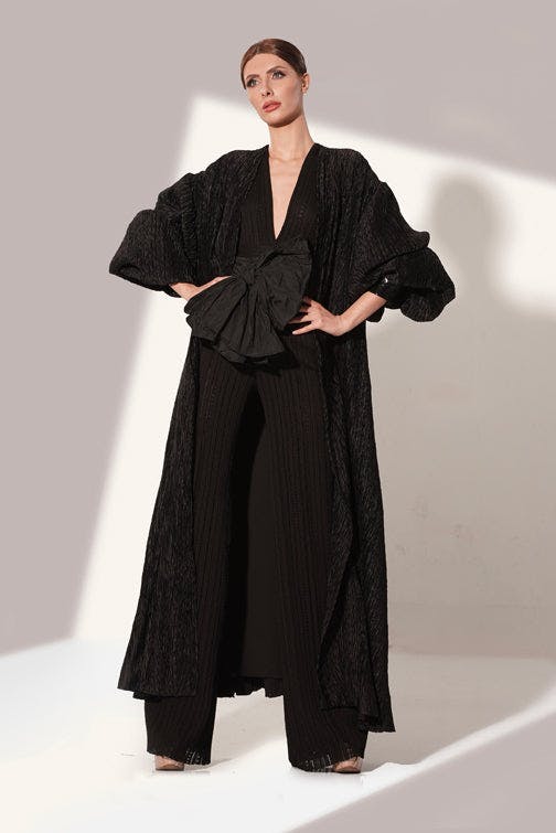Look 22 B Coat Only - long simple black kimono jpg